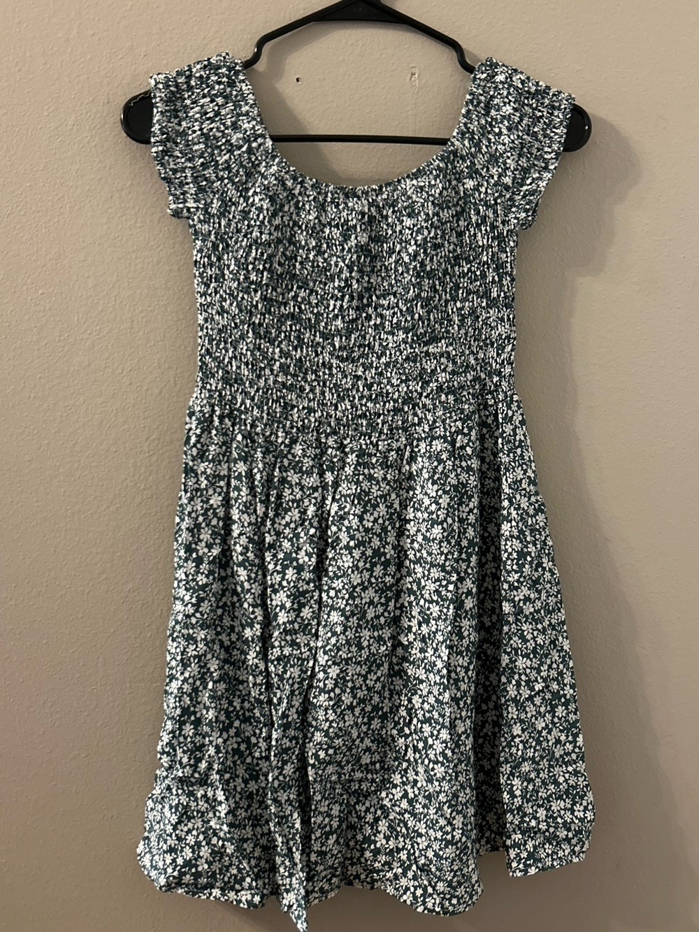 Smocked Floral Sundress - Green White